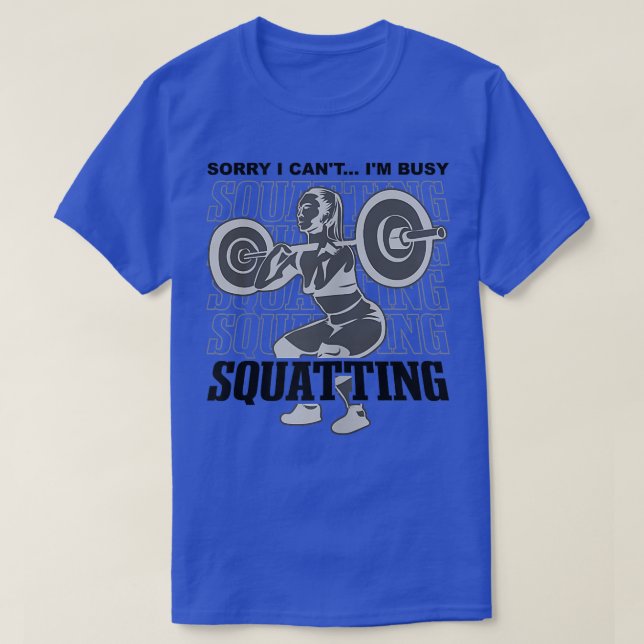 Girl Squatting Gym Motivation Barbell Training  T-Shirt (Design Front)
