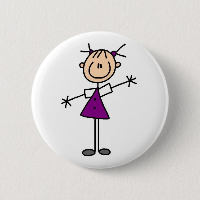 Girl Stick Figure Button (Front)