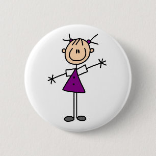 Girl Stick Figure Button