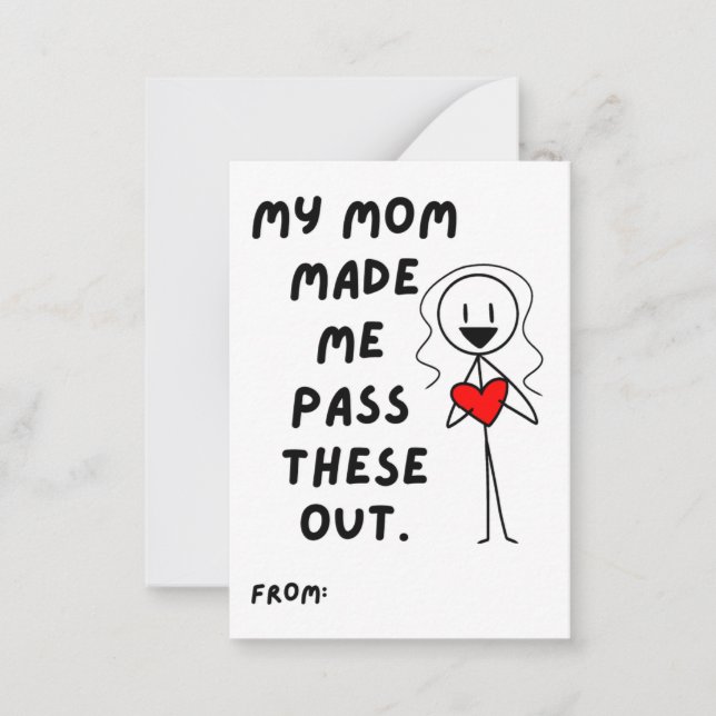 Girl Stick Figure My Mum Made Me Valentines Card (Front)