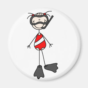Girl Stick Figure Snorkelling Magnet