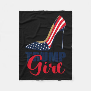 Girl Stilettos High Heel American Flag Trump 2024  Fleece Blanket