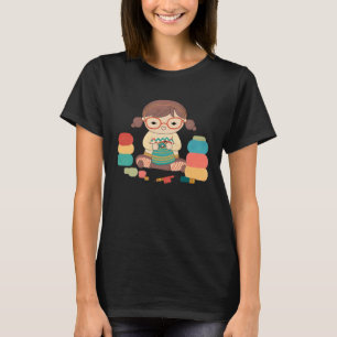 Girl Stitching Crocheting T-Shirt