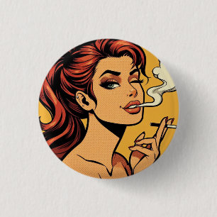 Girl Stoner Comic book pop art Smoking lovers 3 Cm Round Badge