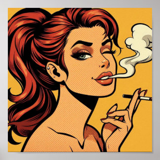 Girl Stoner | Comic book pop art | Smoking lovers Poster