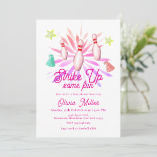 Girl Strike Up Some Fun Bowling Sport Baby Shower Invitation