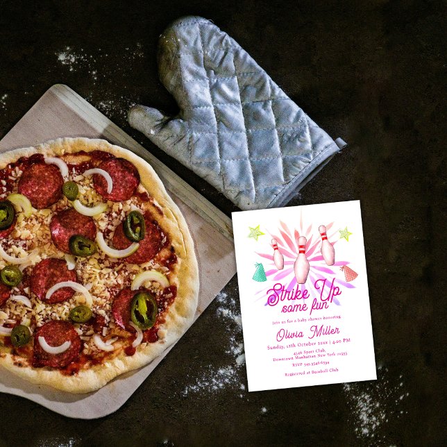 Girl Strike Up Some Fun Bowling Sport Baby Shower Invitation (Girl Strike Up Some Fun Bowling Sport Baby Shower Invitation)