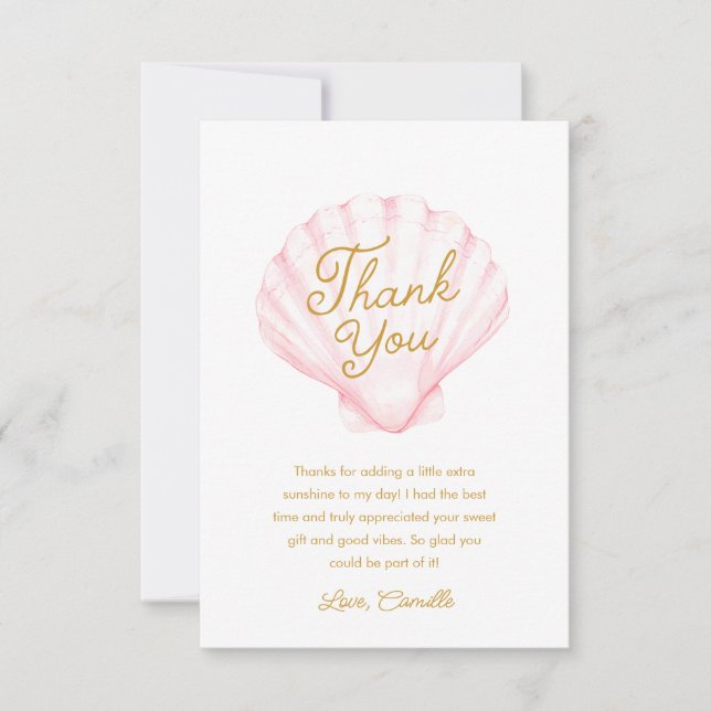 Girl Summer Beach Baby Shower Thank You Card (Front)