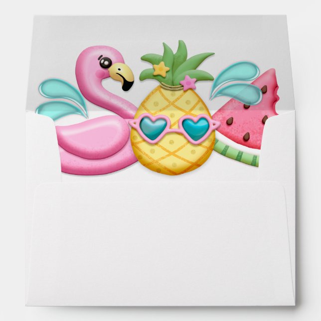 Girl Summer Beach Birthday Invitation Envelope (Back (Bottom))