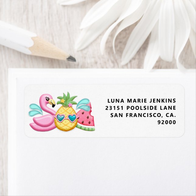 Girl Summer Beach Birthday Return Address Label (Insitu)