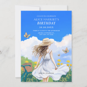Girl Summer Dress beautiful landscape sky blue  Invitation