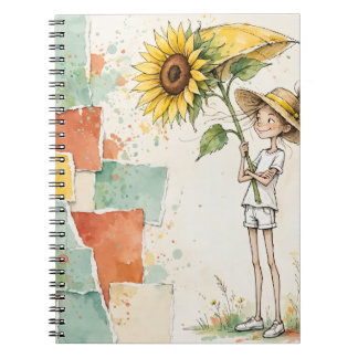 Girl Sunflower Parasol Notebook