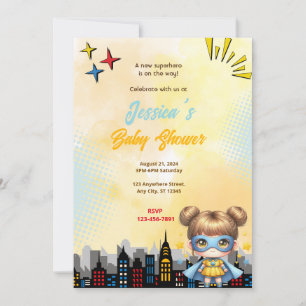 Girl Superhero Baby Shower Invitation