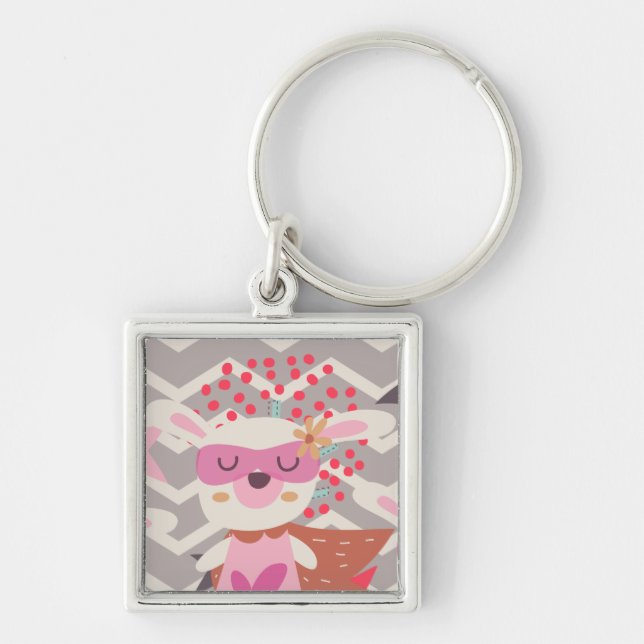 Girl Superhero Bunny Key Ring (Front)
