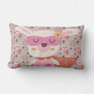 Girl Superhero Bunny Lumbar Cushion