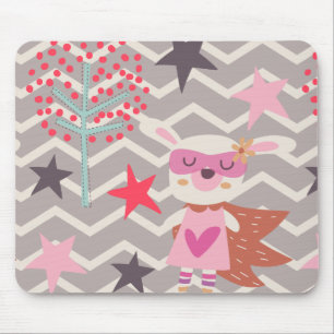 Girl Superhero Bunny Mouse Pad