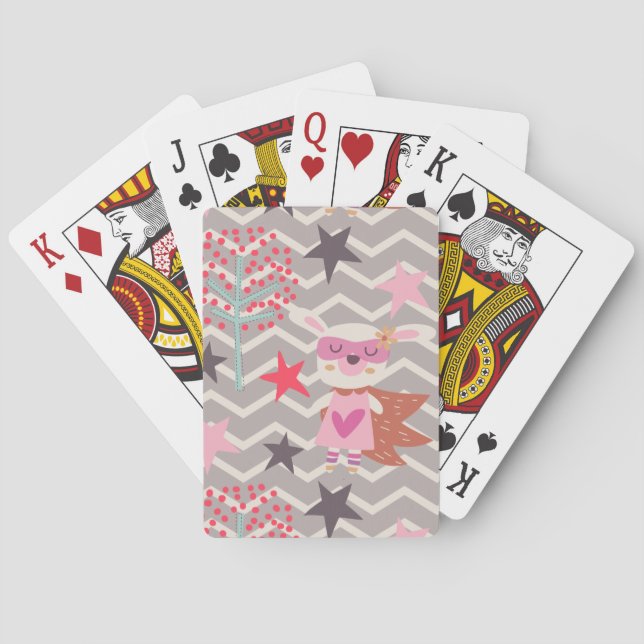 Girl Superhero Bunny Playing Cards (Back)