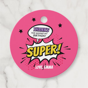 Girl Superhero Favour Tag, Superhero Thank You Tag