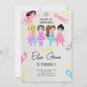 Girl Superheroes Invitation