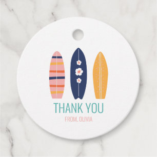 Girl Surfboard Beach birthday Thank You Favour Tags