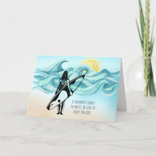 Girl Surfer Happiness Comes in Waves Greeting Card
