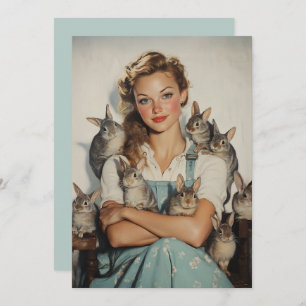 Girl Surrounded by Bunnies Invitation