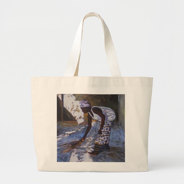 Girl Sweeping I 2002 Large Tote Bag (Front)