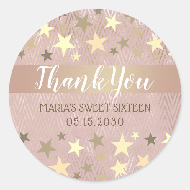 Girl Sweet 16 Birthday Thank You Classic Round Sticker (Front)