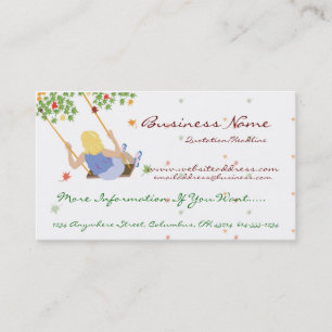 Girl Swinging/Fall Leaves Business Cards
