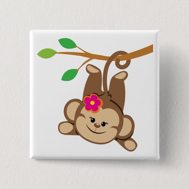Girl Swinging Monkey 15 Cm Square Badge (Front)
