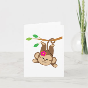 Girl Swinging Monkey Card