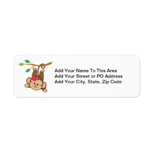 Girl Swinging Monkey Return Address Label