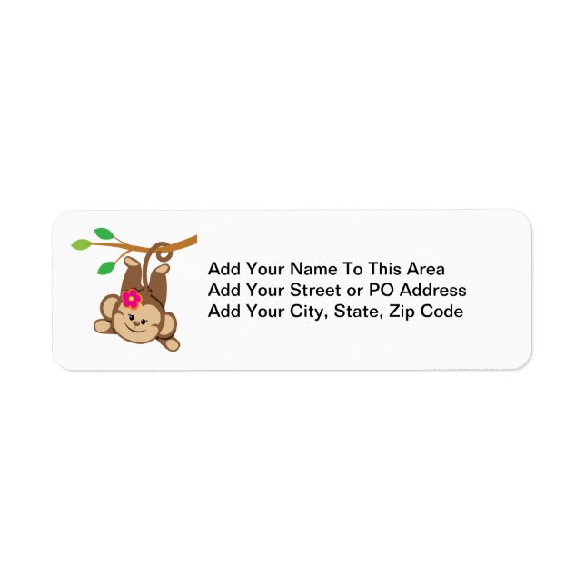 Girl Swinging Monkey Return Address Label (Front)