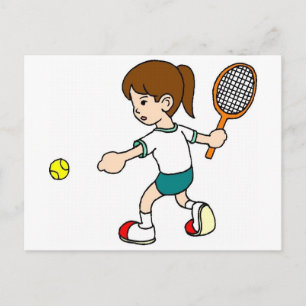 Girl Swings Tennis Racquet Postcard