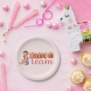 girl team babyshower paper plate
