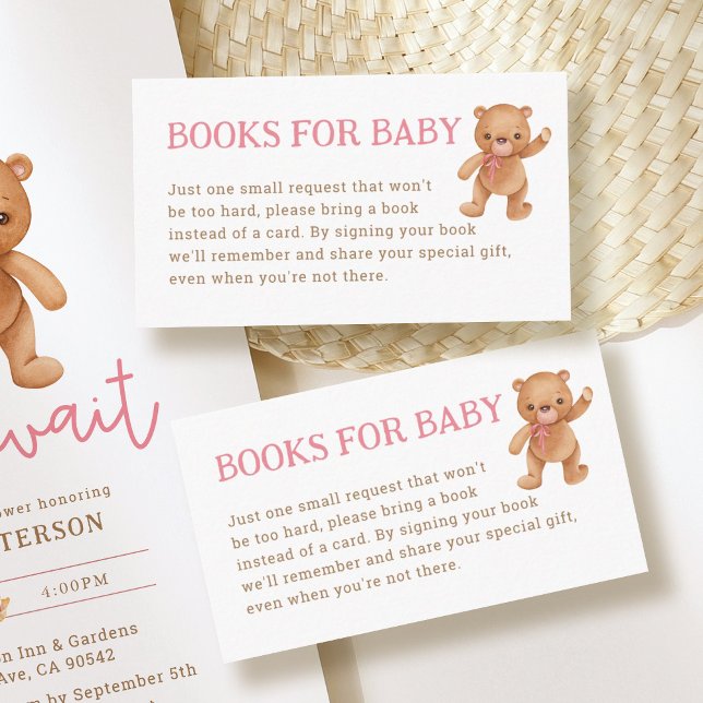 Girl Teddy Bear Baby Shower Books for Baby Insert (Creator Uploaded)