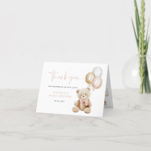 Girl Teddy Bear Baby Shower Thank You Card