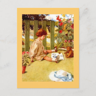 Girl & Teddy Bear Garden Tea Party Invitations