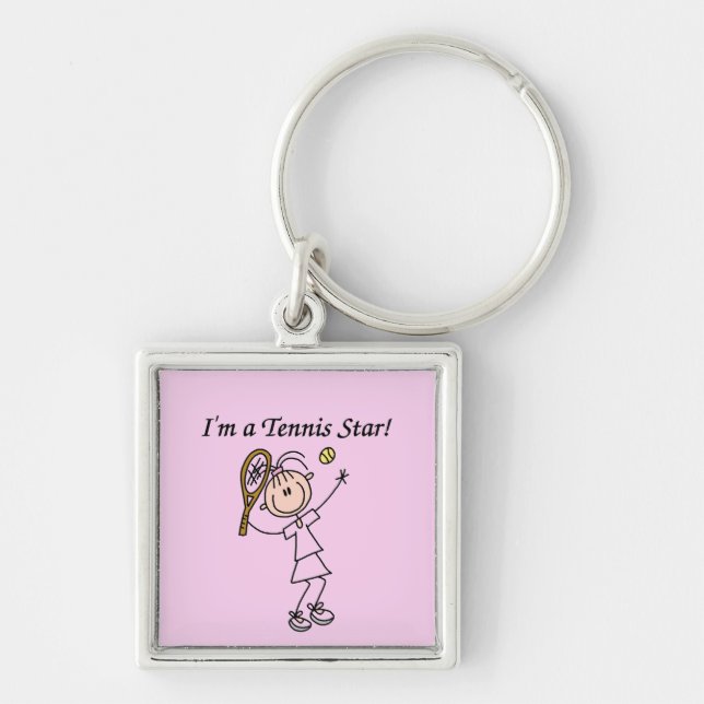 Girl Tennis Star T-shirts and Gifts Key Ring (Front)
