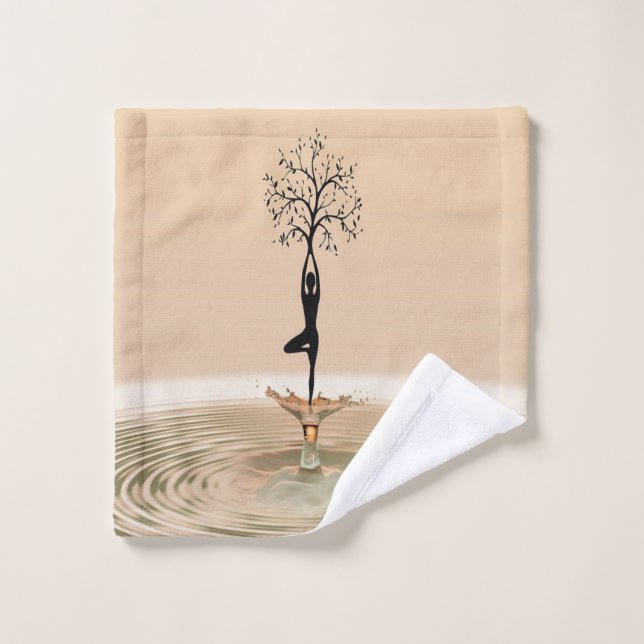 Girl Tree Silhouette Yoga Bath Towel Set (Wash Cloth)