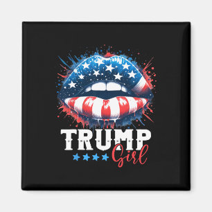 Girl Trump 2024 Election Us American Flag Magnet