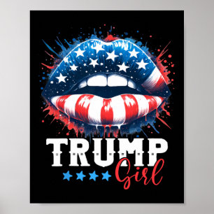 Girl Trump 2024 Election Us American Flag  Poster