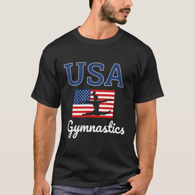 Girl Tumbling Team Gear Gymnast Gymnastics Usa Ame T-Shirt (Front)