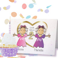 Girl Twins 2nd Personalised Birthday Card
