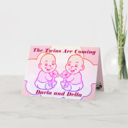 Girl Twins Are Coming Baby Shower Card
