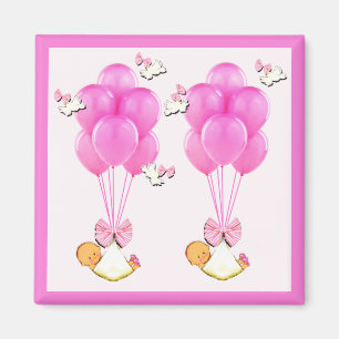 Girl Twins Baby Shower Magnet