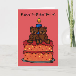girl twins on a birthday cake card