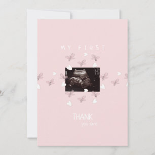 Girl Ultrasound Butterfly Funny Baby Thank You Card