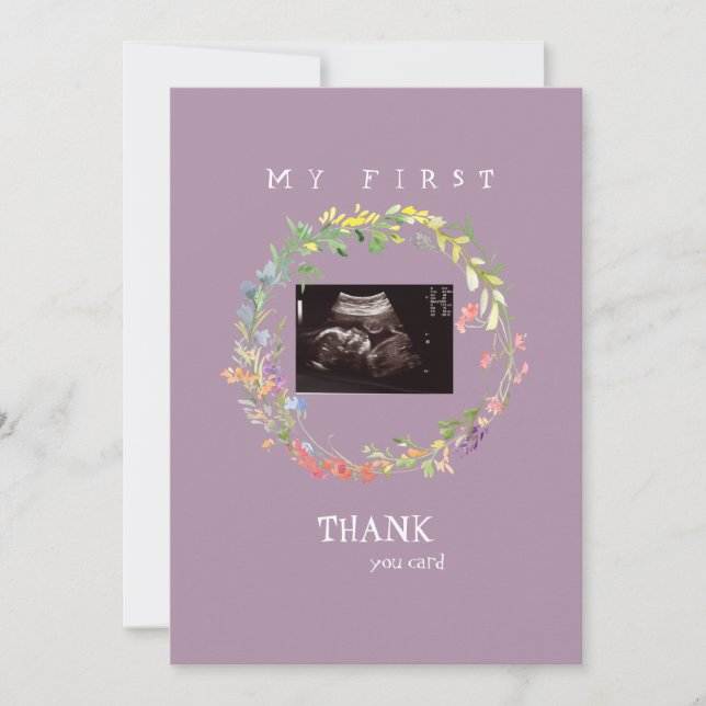 Girl Ultrasound Photo Thank You Baby Point of View Card (Front)