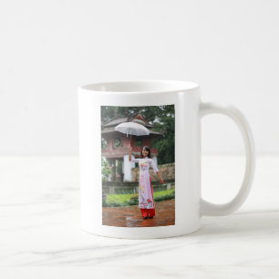 Girl Umbrella Asian Rain Woman Coffee Mug